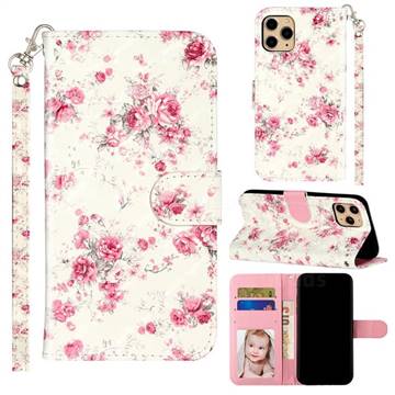 Rambler Rose Flower 3D Leather Phone Holster Wallet Case for iPhone 11 Pro Max (6.5 inch)