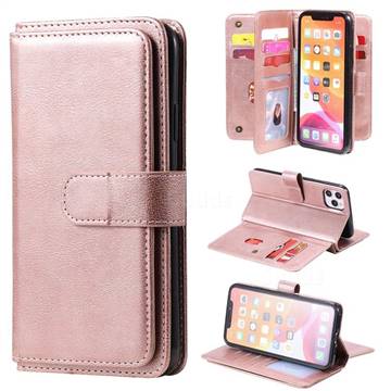 Multi-function Ten Card Slots and Photo Frame PU Leather Wallet Phone Case Cover for iPhone 11 Pro Max (6.5 inch) - Rose Gold