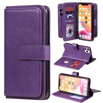 Multi-function Ten Card Slots and Photo Frame PU Leather Wallet Phone Case Cover for iPhone 11 Pro Max (6.5 inch) - Violet