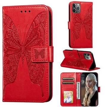 Intricate Embossing Vivid Butterfly Leather Wallet Case for iPhone 11 Pro Max (6.5 inch) - Red
