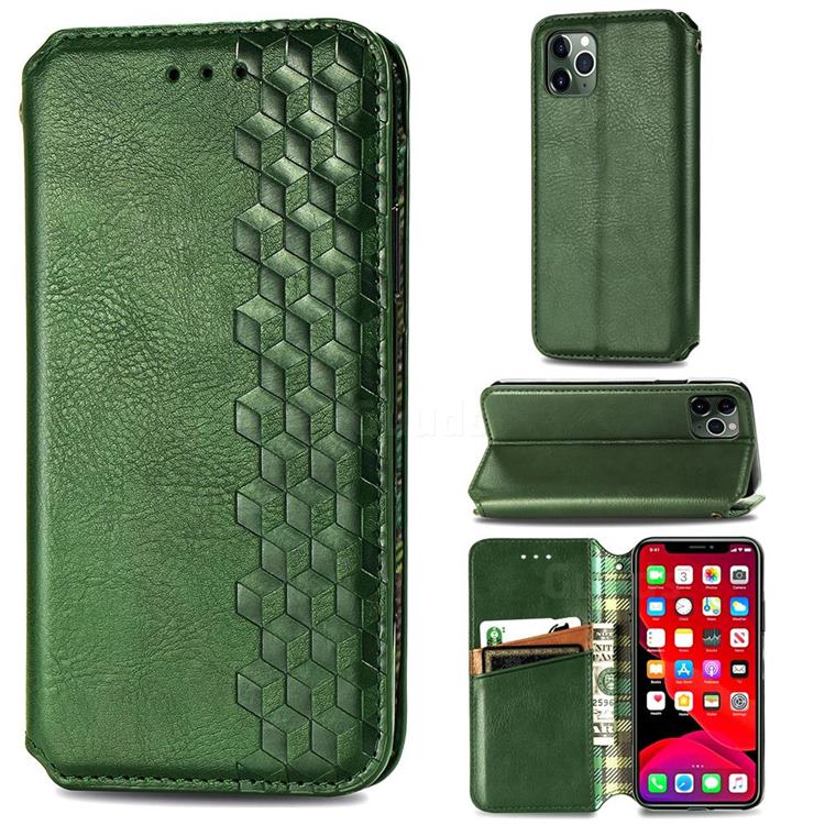 Ultra Slim Fashion Business Card Magnetic Automatic Suction Leather Flip Cover for iPhone 11 Pro Max (6.5 inch) - Green