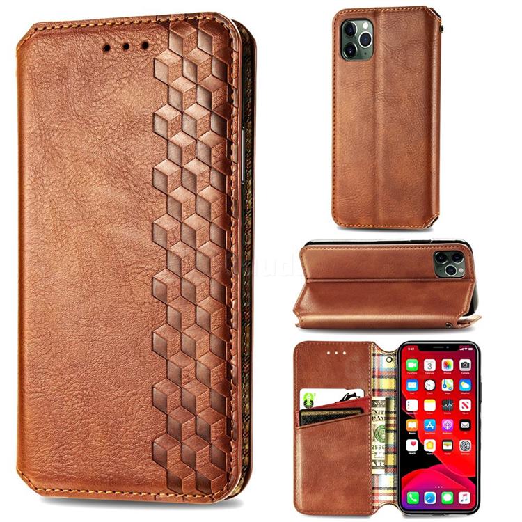 Ultra Slim Fashion Business Card Magnetic Automatic Suction Leather Flip Cover for iPhone 11 Pro Max (6.5 inch) - Brown