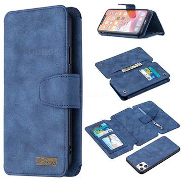 Binfen Color BF07 Frosted Zipper Bag Multifunction Leather Phone Wallet for iPhone 11 Pro Max (6.5 inch) - Blue