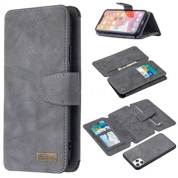 Binfen Color BF07 Frosted Zipper Bag Multifunction Leather Phone Wallet for iPhone 11 Pro Max (6.5 inch) - Gray