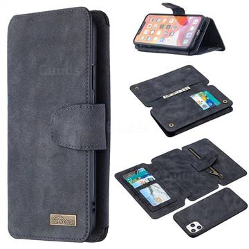 Binfen Color BF07 Frosted Zipper Bag Multifunction Leather Phone Wallet for iPhone 11 Pro Max (6.5 inch) - Black