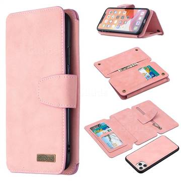 Binfen Color BF07 Frosted Zipper Bag Multifunction Leather Phone Wallet for iPhone 11 Pro Max (6.5 inch) - Pink