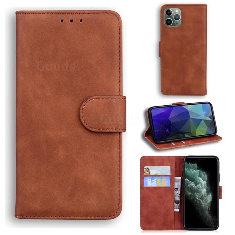 Retro Classic Skin Feel Leather Wallet Phone Case for iPhone 11 Pro Max (6.5 inch) - Brown