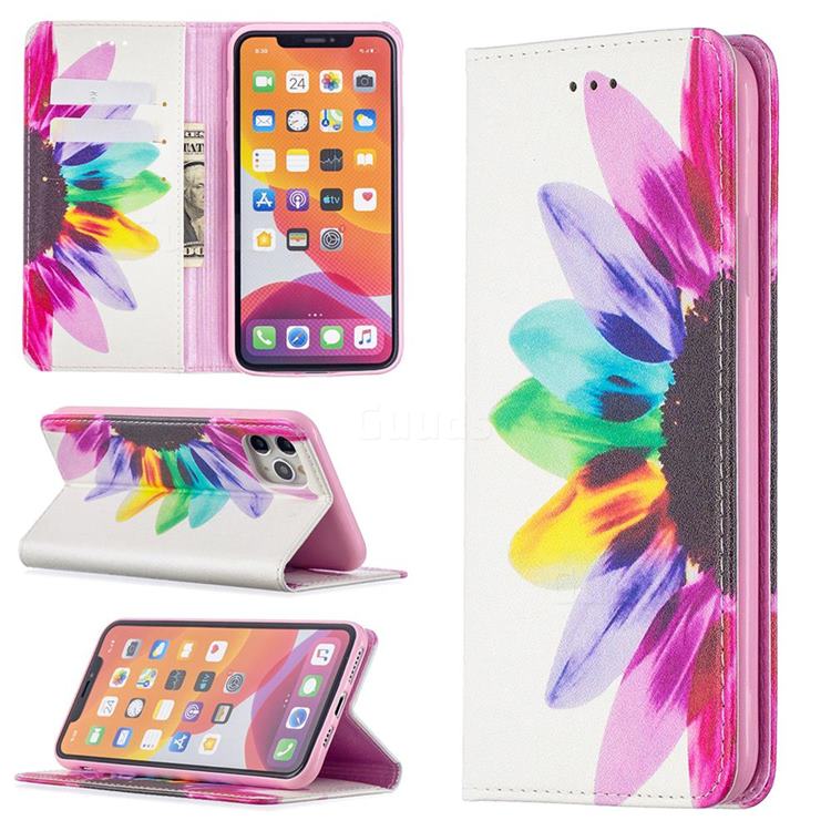 Sun Flower Slim Magnetic Attraction Wallet Flip Cover for iPhone 11 Pro Max (6.5 inch)