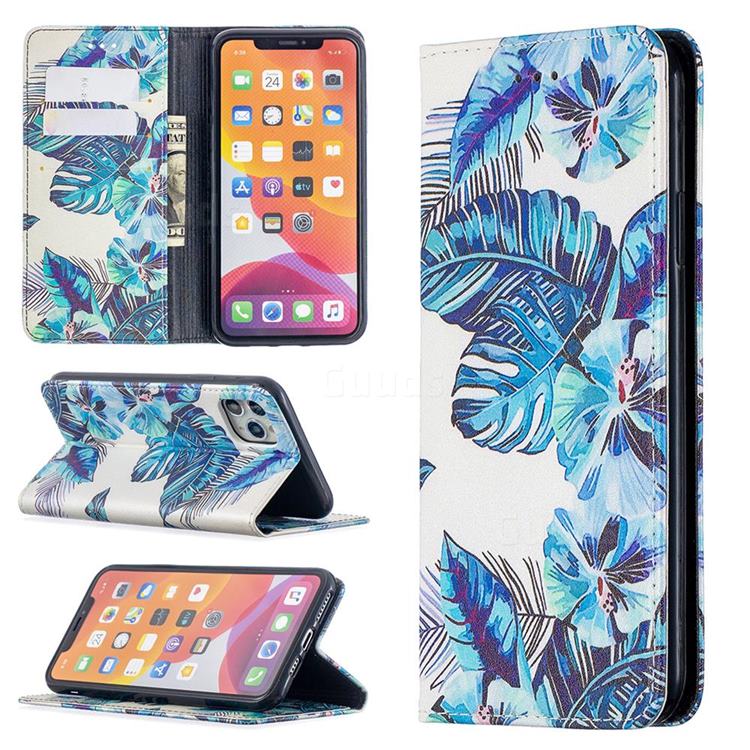 Blue Leaf Slim Magnetic Attraction Wallet Flip Cover for iPhone 11 Pro Max (6.5 inch)