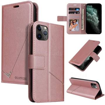 GQ.UTROBE Right Angle Silver Pendant Leather Wallet Phone Case for iPhone 11 Pro Max (6.5 inch) - Rose Gold