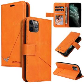 GQ.UTROBE Right Angle Silver Pendant Leather Wallet Phone Case for iPhone 11 Pro Max (6.5 inch) - Orange