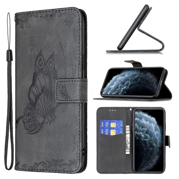 Binfen Color Imprint Vivid Butterfly Leather Wallet Case for iPhone 11 Pro Max (6.5 inch) - Black