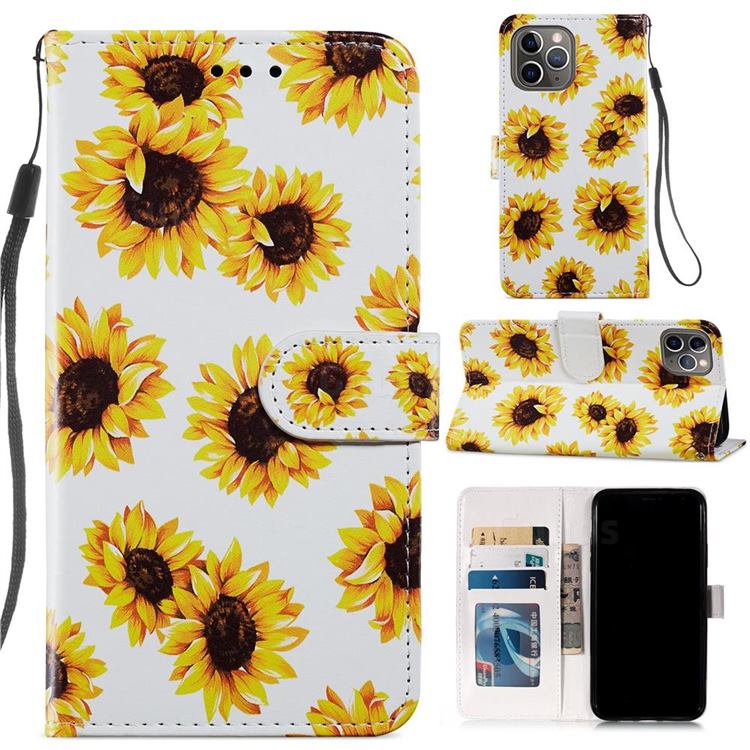 Sunflower Smooth Leather Phone Wallet Case for iPhone 11 Pro Max (6.5 inch)