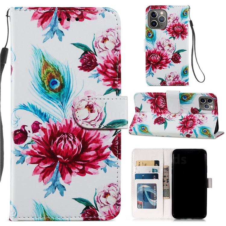 Peacock Flower Smooth Leather Phone Wallet Case for iPhone 11 Pro Max (6.5 inch)