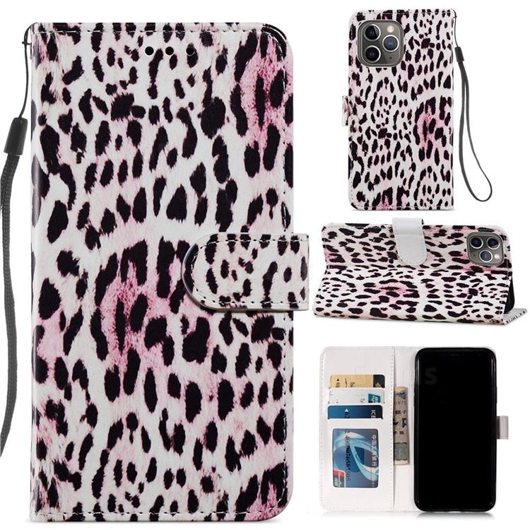 Leopard Smooth Leather Phone Wallet Case for iPhone 11 Pro Max (6.5 inch)