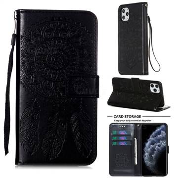 Embossing Dream Catcher Mandala Flower Leather Wallet Case for iPhone 11 Pro Max (6.5 inch) - Black