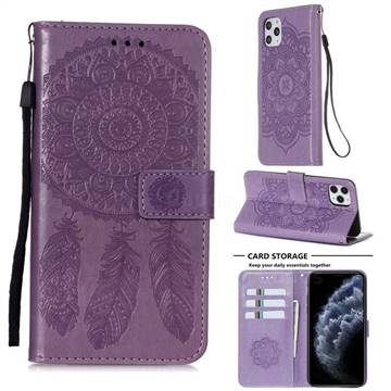 Embossing Dream Catcher Mandala Flower Leather Wallet Case for iPhone 11 Pro Max (6.5 inch) - Purple