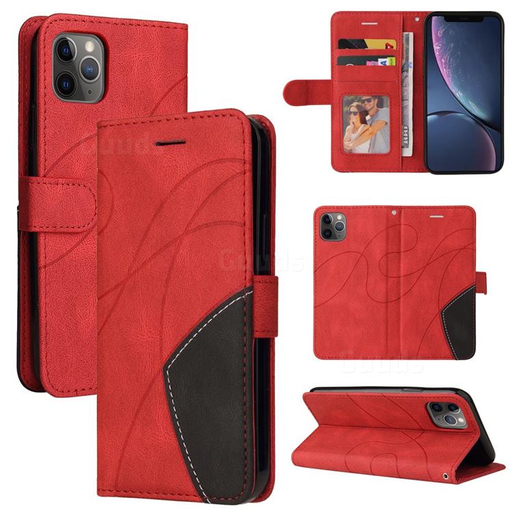 Luxury Two-color Stitching Leather Wallet Case Cover for iPhone 11 Pro Max (6.5 inch) - Red