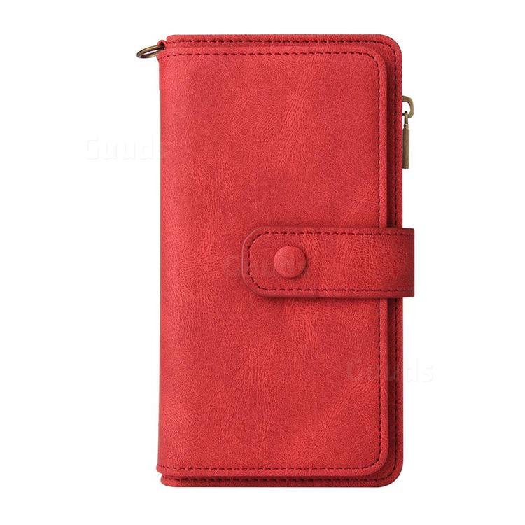 Luxury Leather Folding Zipper Wallet Multi Functional Kickstand