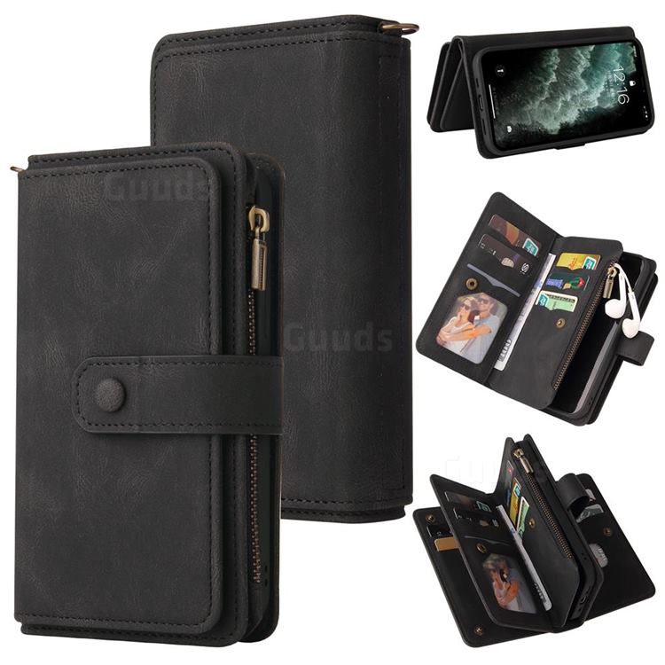 Luxury Multi-functional Zipper Wallet Leather Phone Case Cover for iPhone 11 Pro Max (6.5 inch) - Black
