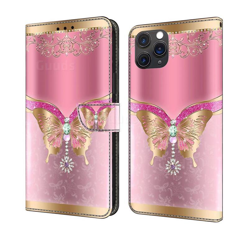Pink Diamond Butterfly Crystal PU Leather Protective Wallet Case Cover for iPhone 11 Pro Max (6.5 inch)