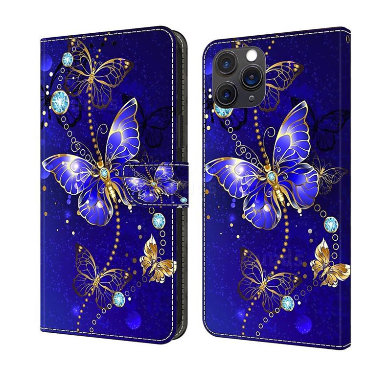 Blue Diamond Butterfly Crystal PU Leather Protective Wallet Case Cover for iPhone 11 Pro Max (6.5 inch)