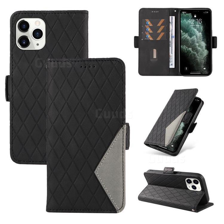 Grid Pattern Splicing Protective Wallet Case Cover for iPhone 11 Pro Max (6.5 inch) - Black