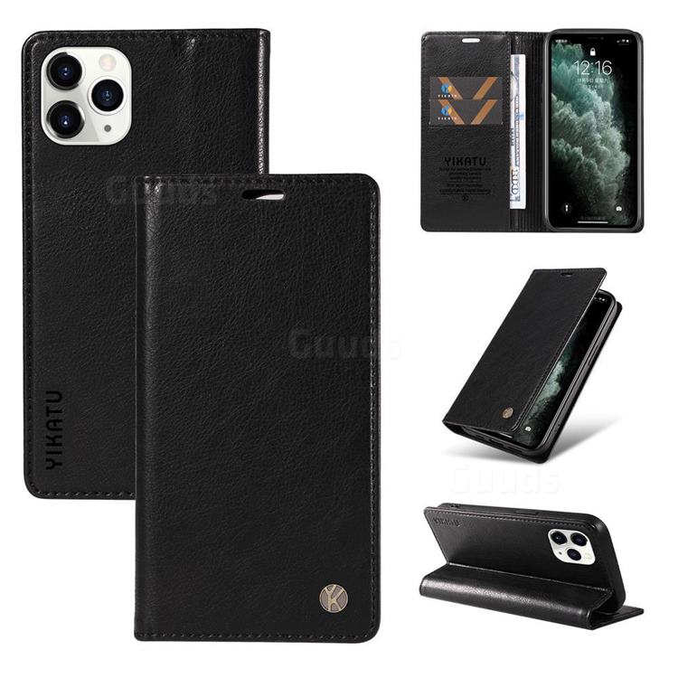 YIKATU Litchi Card Magnetic Automatic Suction Leather Flip Cover for iPhone 11 Pro Max (6.5 inch) - Black