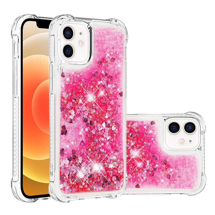 Dynamic Liquid Glitter Sand Quicksand TPU Case for iPhone 12 mini (5.4 inch) - Pink Love Heart