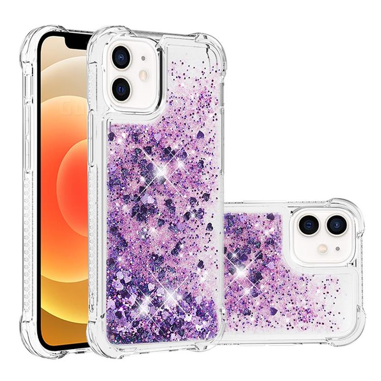 Dynamic Liquid Glitter Sand Quicksand Star TPU Case for iPhone 12 mini (5.4 inch) - Purple
