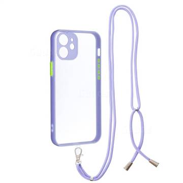 Necklace Cross-body Lanyard Strap Cord Phone Case Cover for iPhone 12 mini (5.4 inch) - Purple