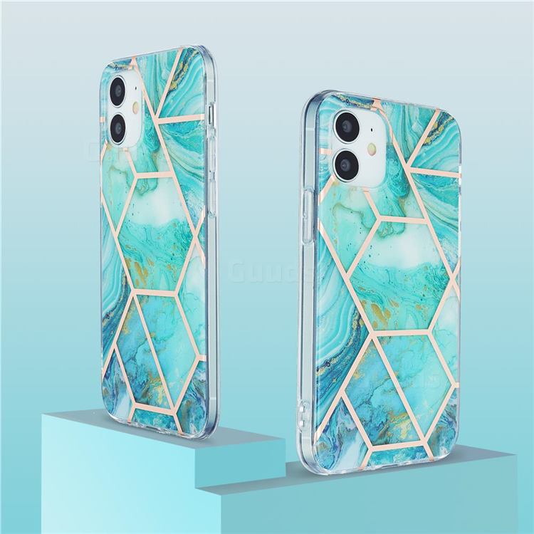 Blue Sea Marble Pattern Galvanized Electroplating Protective Case Cover for  iPhone 12 mini (5.4 inch) - iPhone 12 mini (5.4 inch) Cases - Guuds
