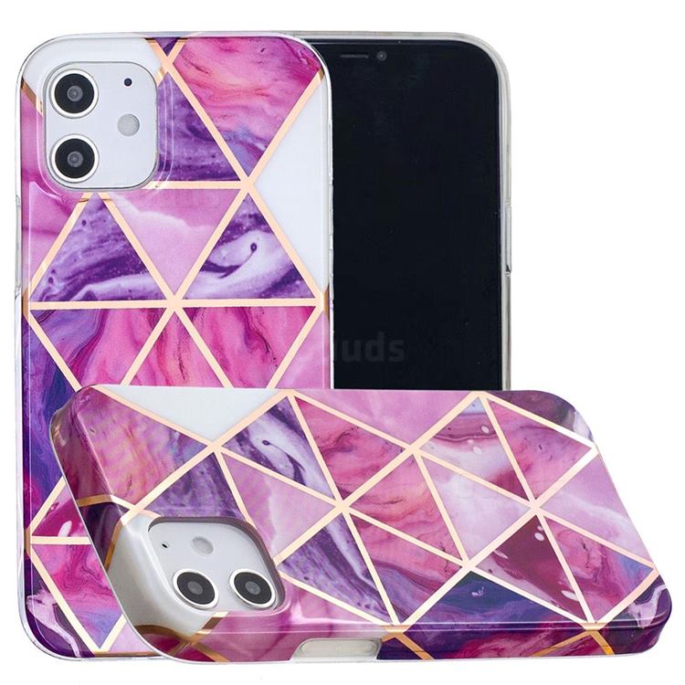 Purple Dream Triangle Painted Marble Electroplating Protective Case for iPhone 12 mini (5.4 inch)