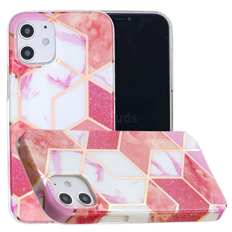 Cherry Glitter Painted Marble Electroplating Protective Case for iPhone 12 mini (5.4 inch)