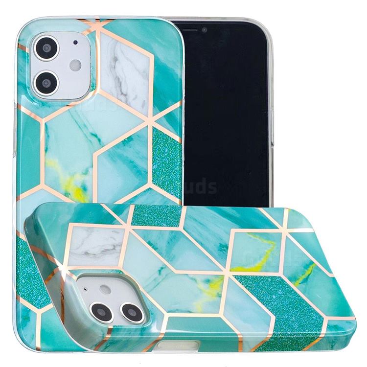 Green Glitter Painted Marble Electroplating Protective Case for iPhone 12 mini (5.4 inch)