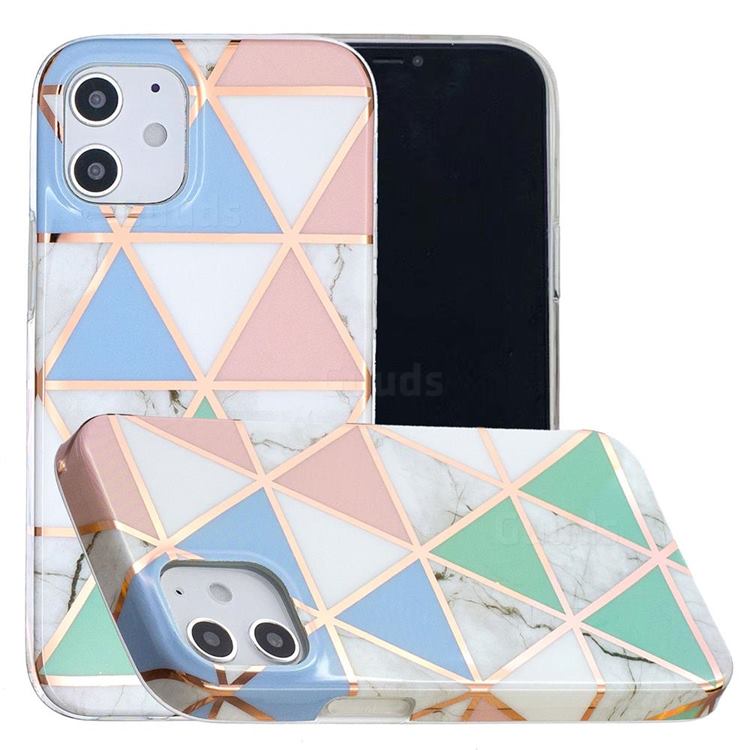 Fresh Triangle Painted Marble Electroplating Protective Case for iPhone 12 mini (5.4 inch)