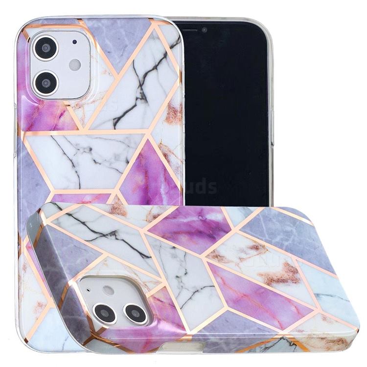 Purple and White Painted Marble Electroplating Protective Case for iPhone 12 mini (5.4 inch)
