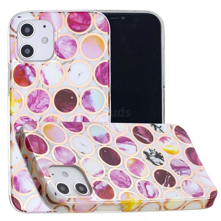 Round Puzzle Painted Marble Electroplating Protective Case for iPhone 12 mini (5.4 inch)