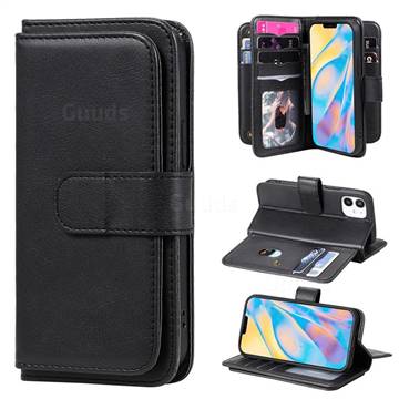 Multi-function Ten Card Slots and Photo Frame PU Leather Wallet Phone Case Cover for iPhone 12 mini (5.4 inch) - Black