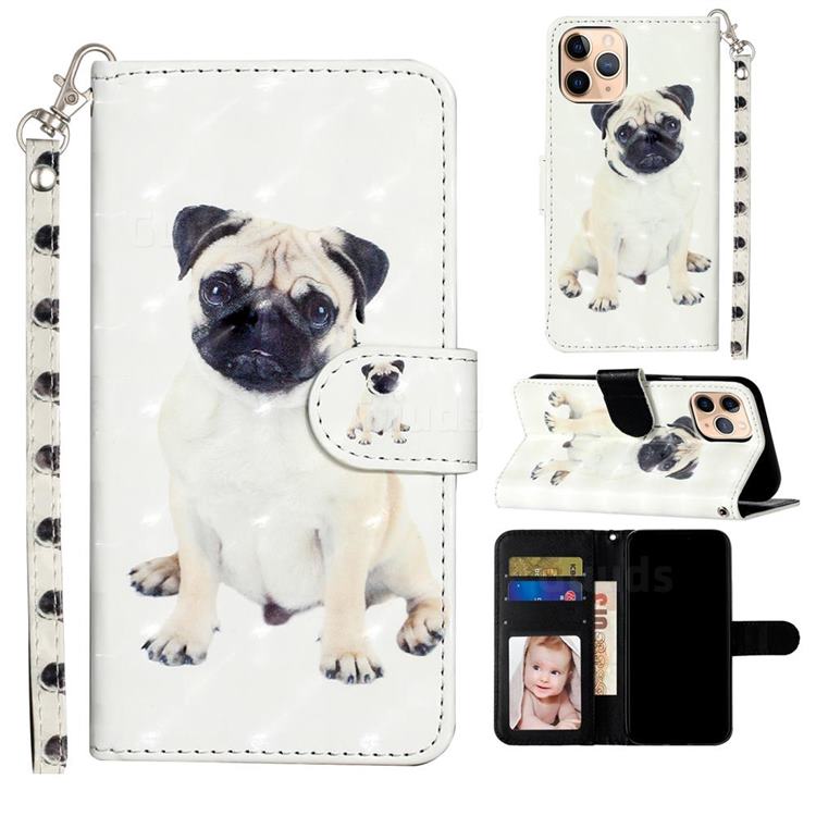 Pug Dog 3D Leather Phone Holster Wallet Case for iPhone 12 mini (5.4 inch)
