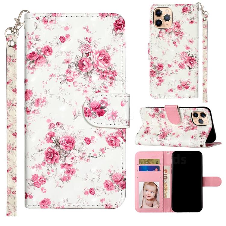 Rambler Rose Flower 3D Leather Phone Holster Wallet Case for iPhone 12 mini (5.4 inch)