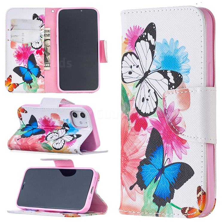 Vivid Flying Butterflies Leather Wallet Case for iPhone 12 mini (5.4 inch)