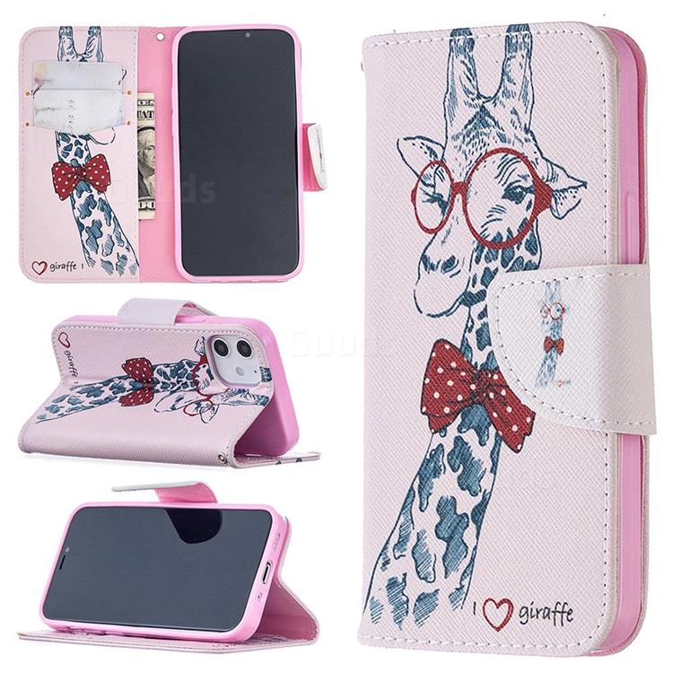 Glasses Giraffe Leather Wallet Case for iPhone 12 mini (5.4 inch)