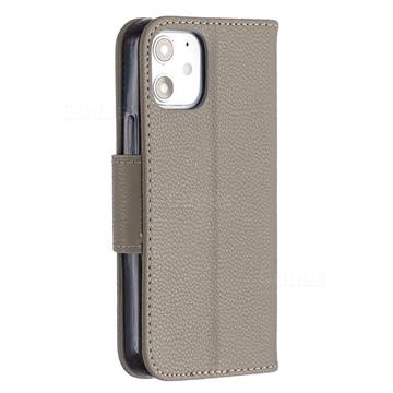 Classic Luxury Litchi Leather Phone Wallet Case for iPhone 12 mini (5.4 inch)  - Gray - iPhone 12 mini (5.4 inch) Cases - Guuds