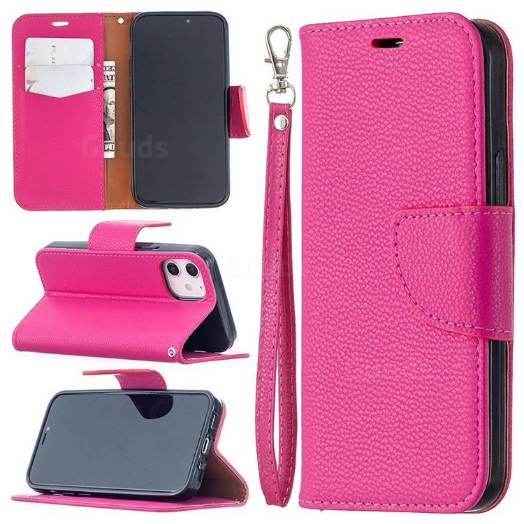 Classic Luxury Litchi Leather Phone Wallet Case for iPhone 12 mini (5.4 inch) - Rose