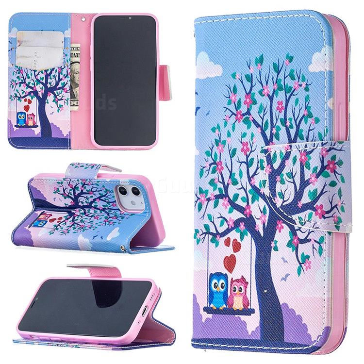Tree and Owls Leather Wallet Case for iPhone 12 mini (5.4 inch)
