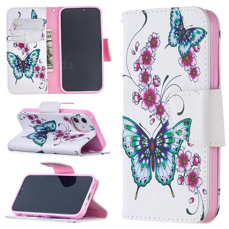 Peach Butterflies Leather Wallet Case for iPhone 12 mini (5.4 inch)