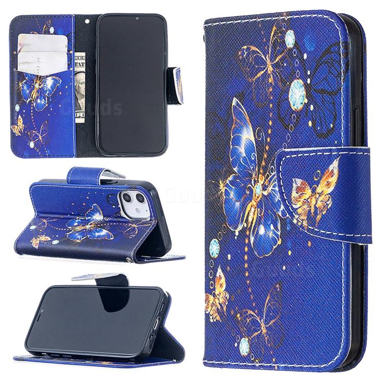 Purple Butterfly Leather Wallet Case for iPhone 12 mini (5.4 inch)