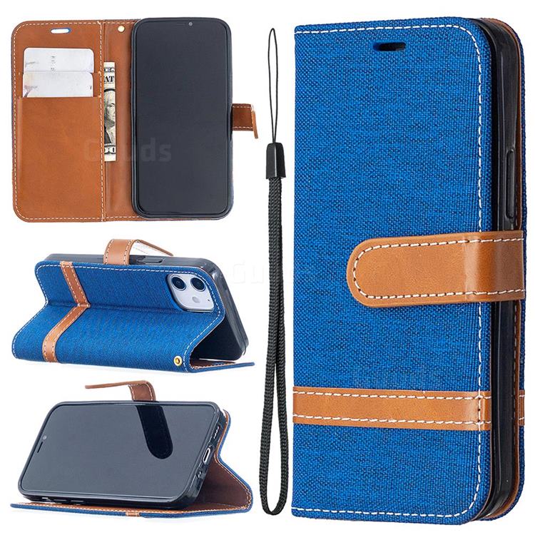 Jeans Cowboy Denim Leather Wallet Case for iPhone 12 mini (5.4 inch) - Sapphire