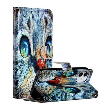 Blue Cat Smooth Leather Phone Wallet Case for iPhone 12 mini (5.4 inch)